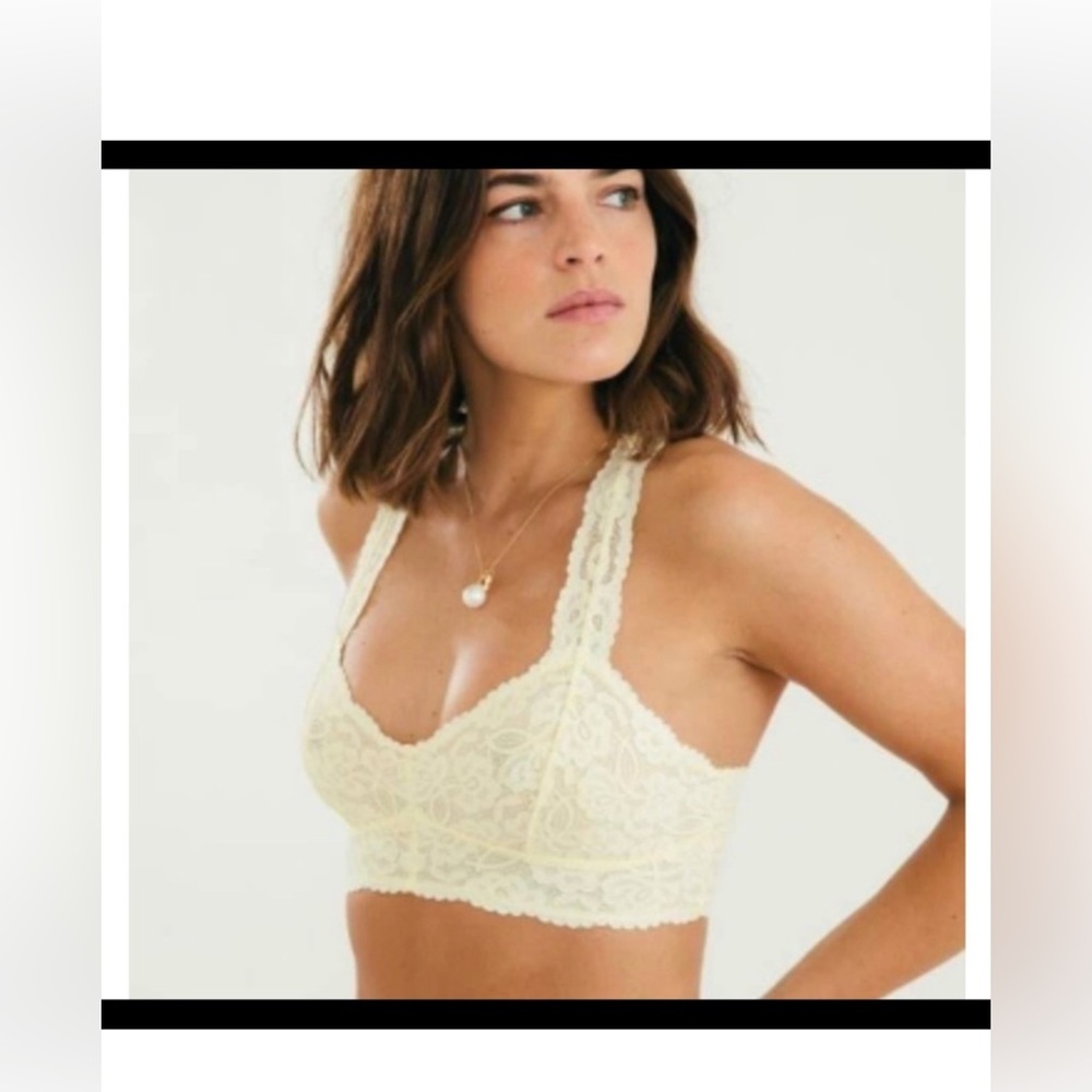 Intimately Free People Women’s Ivory Galloon Lace Halter Bralette Small